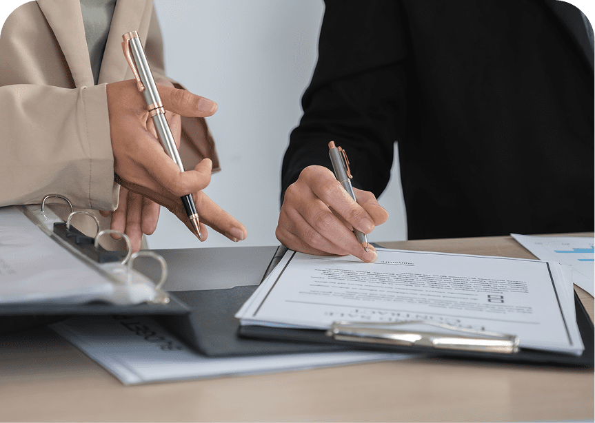 Business meeting with document review