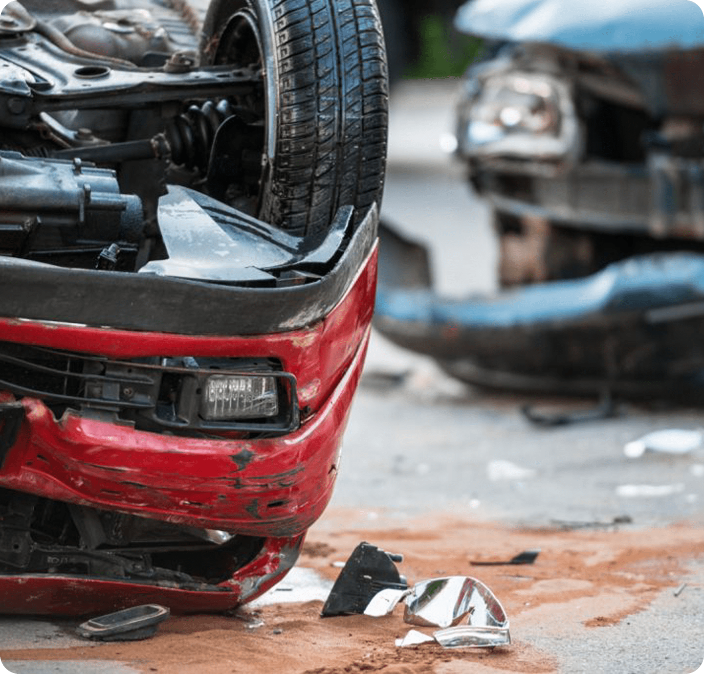 Car accident with overturned vehicle