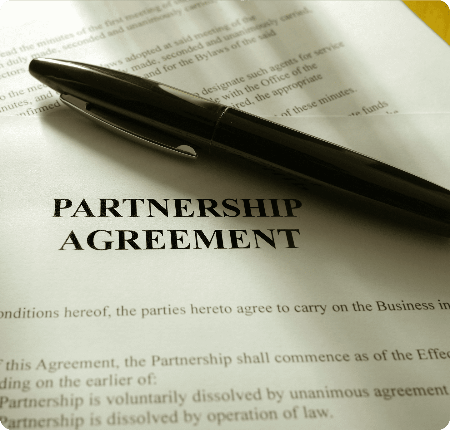 Partnership agreement with a pen