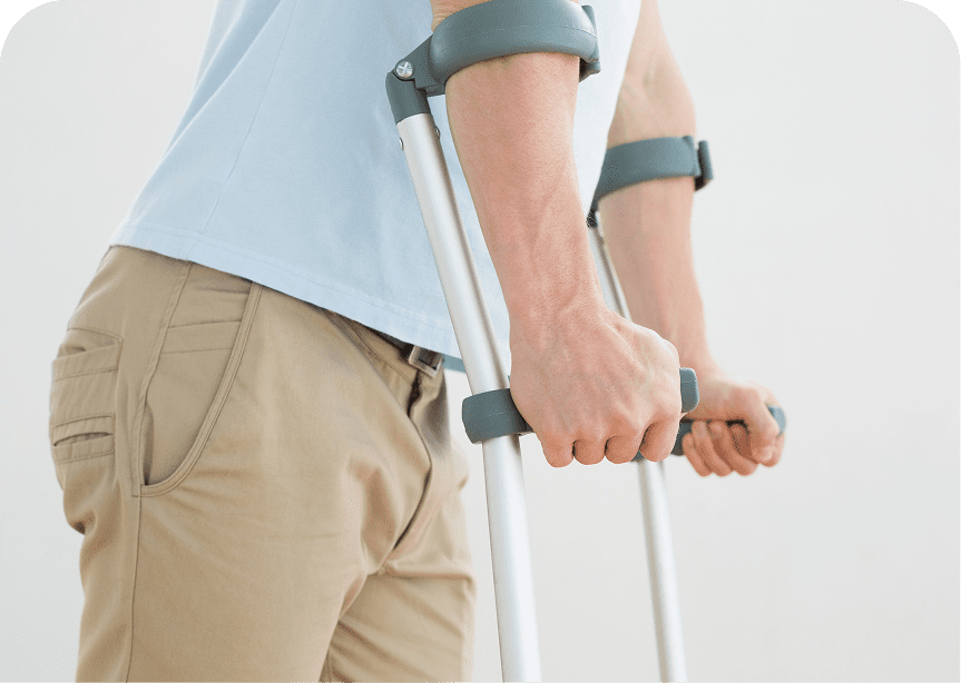 Person using crutches for support