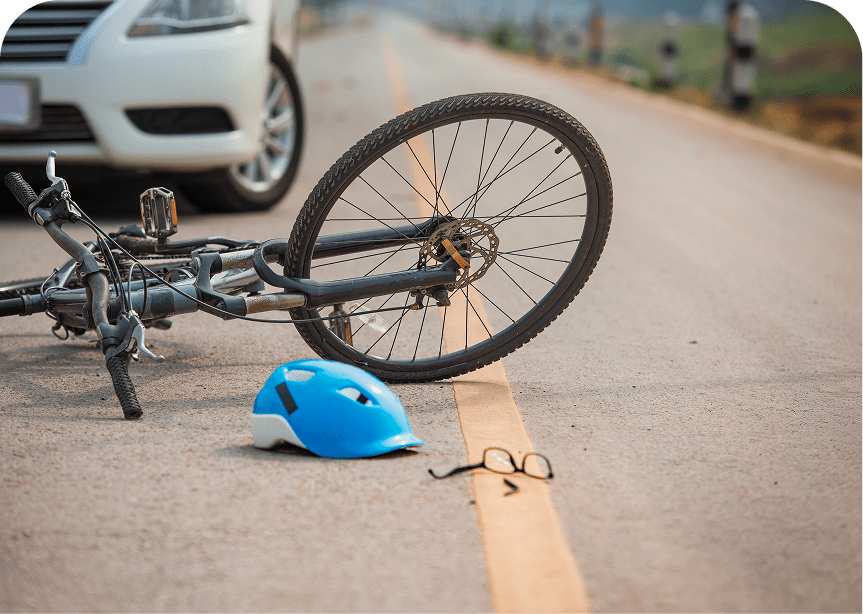 Bicycle collision with car on street