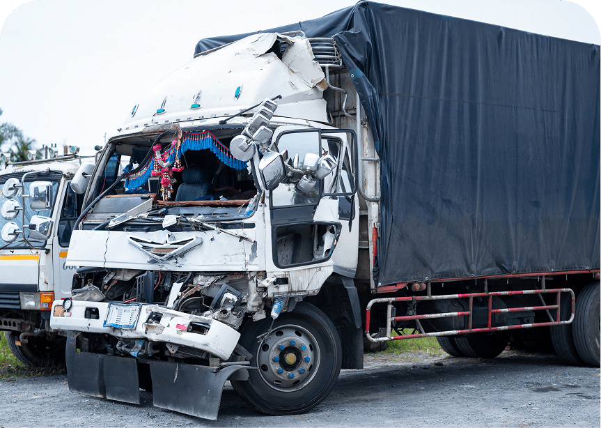 Front-end collision on large truck