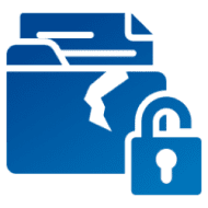 Cracked folder with padlock icon