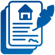 Real estate contract with quill pen