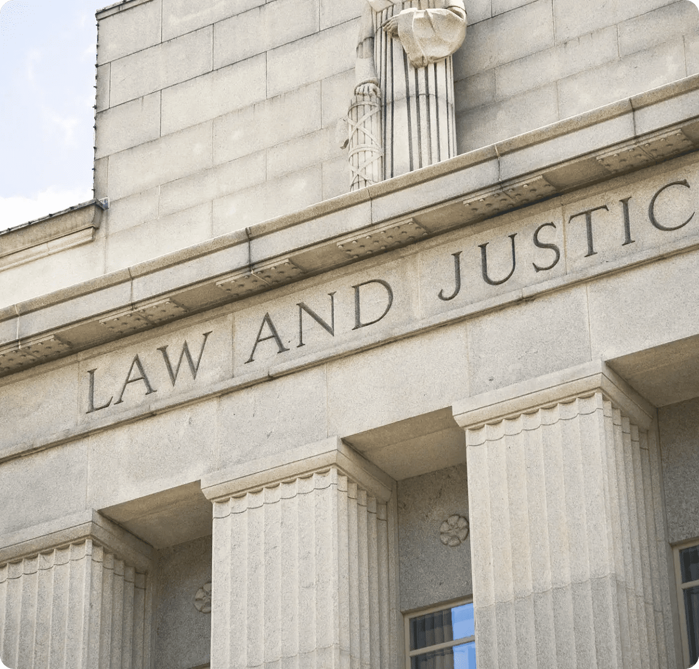 Law and Justice courthouse facade with columns